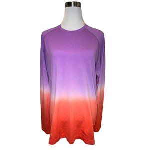 Figs Womens L Salta Under Scrub Shirt Long Sleeve Ombre Purple Orange Seamless